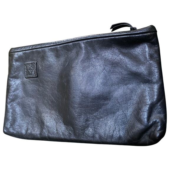 Vintage 1980s Anne Klein for Calderon Lion Head Clutch Purse‎ Black - Picture 1 of 10